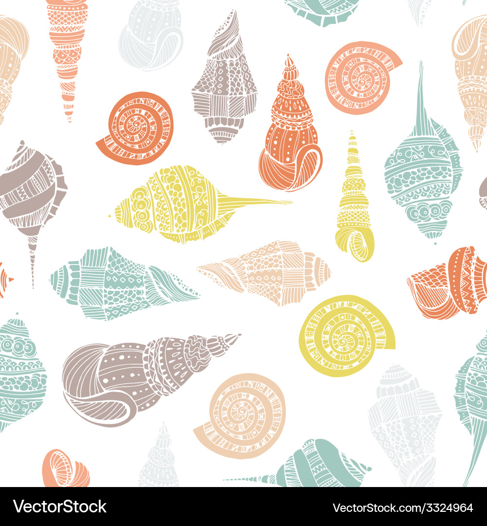 Seashell seamless pattern Royalty Free Vector Image