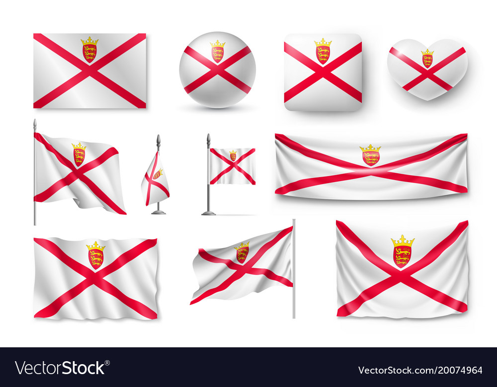 Set jersey flags banners symbols flat