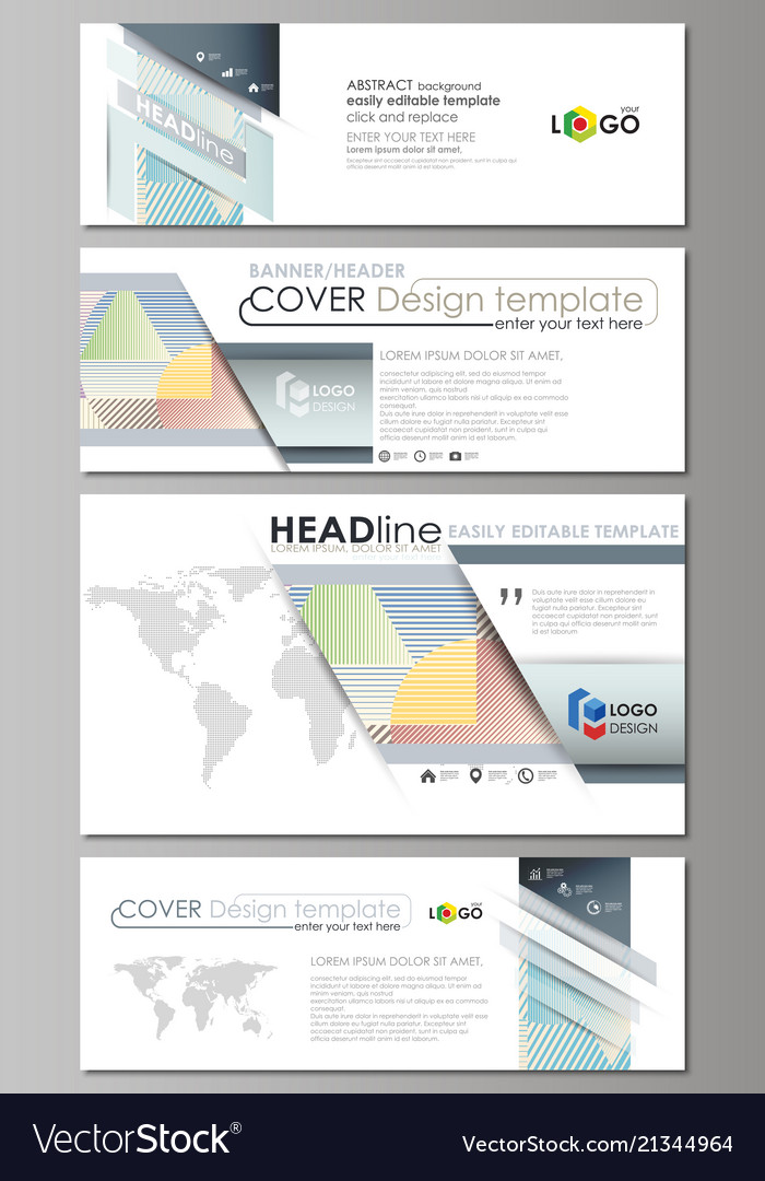 Social Media And Email Headers Set Modern Banners Vector Image