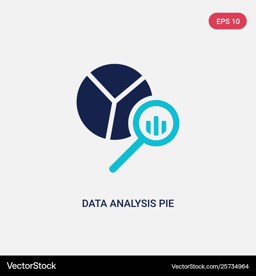 Two color data analysis pie chart icon from Vector Image