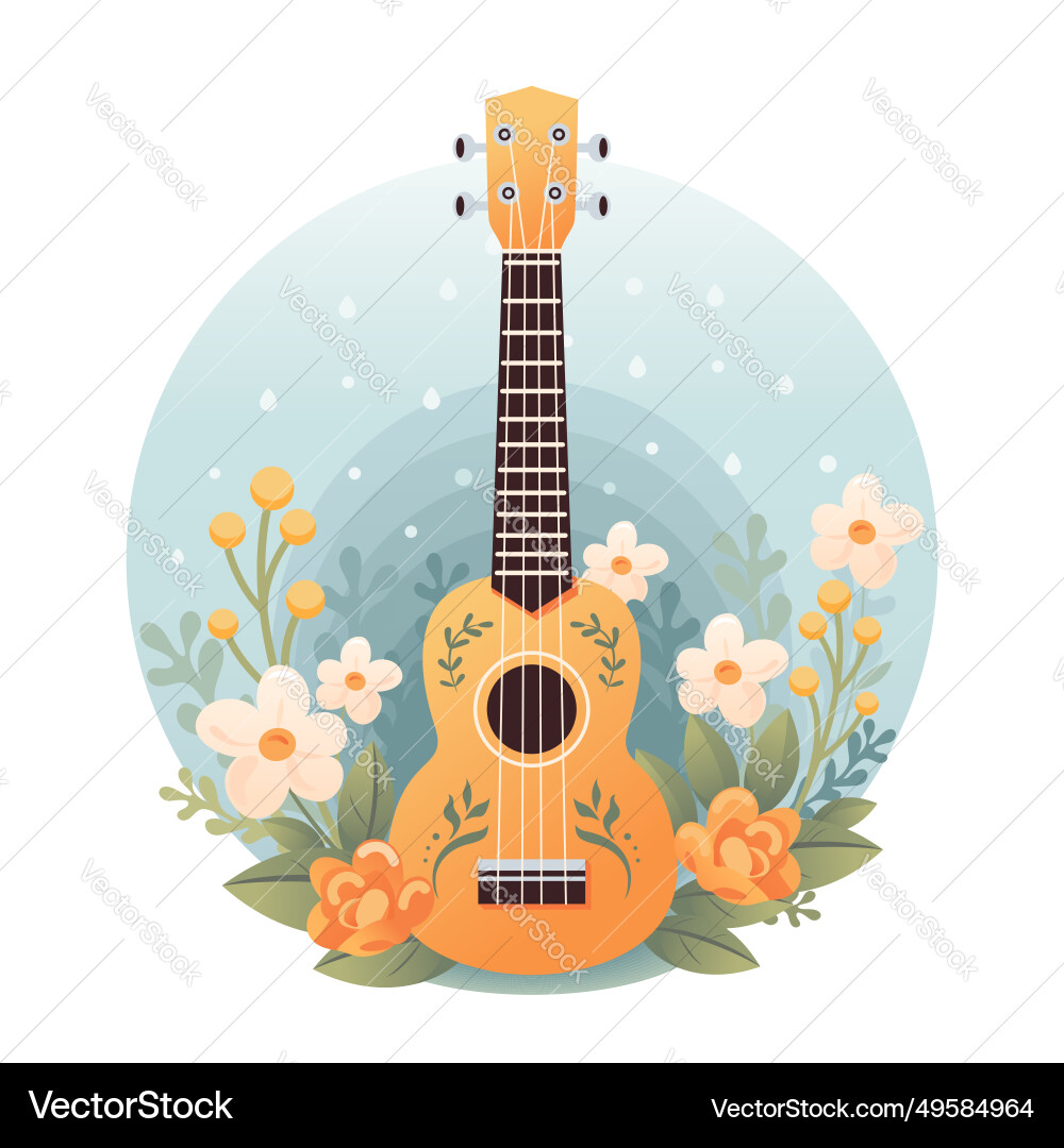 Ukulele Hawaiian Four String Soprano Guitar Vector Image