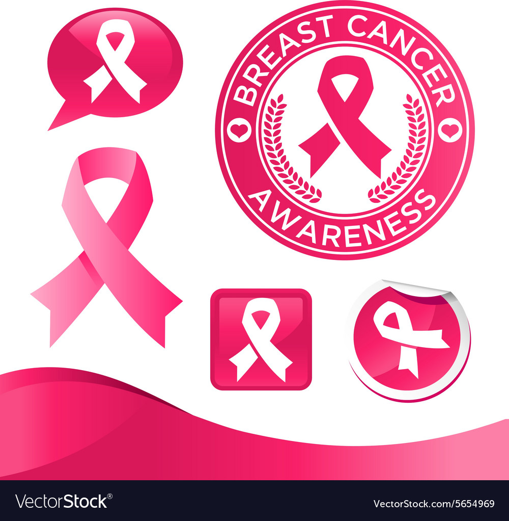 Breast awareness pink ribbons Royalty Free Vector Image