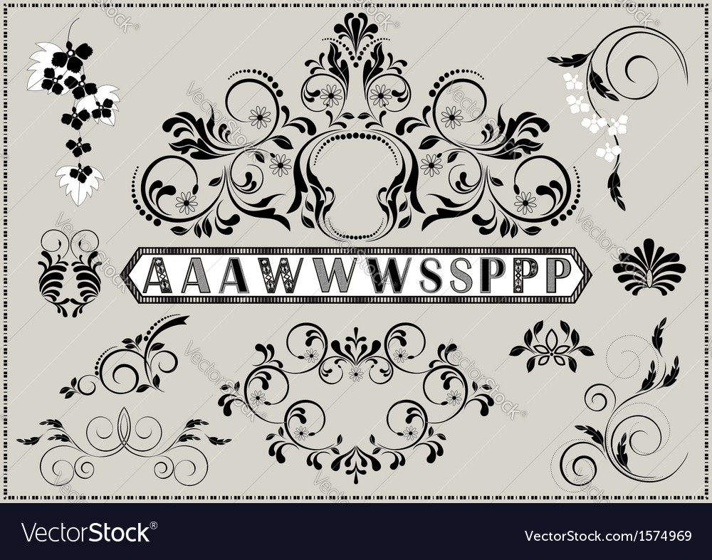 Collection calligraphy patterns Royalty Free Vector Image