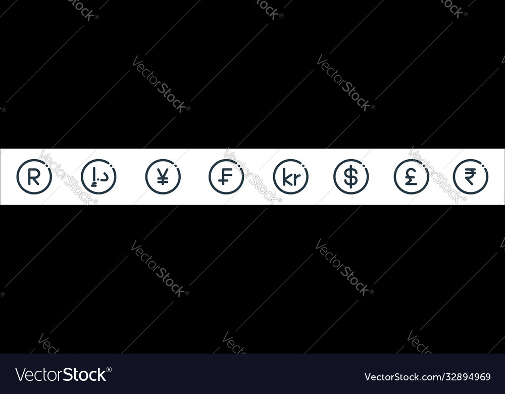 Currency line icons linear set quality