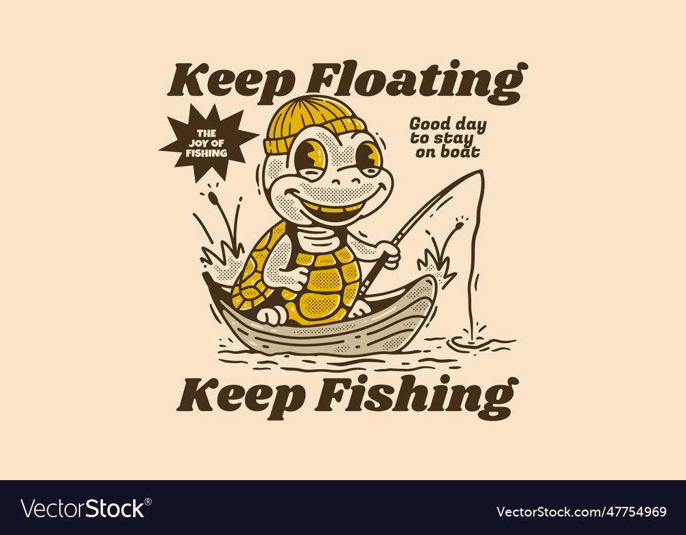 Keep floating fishing mascot character Royalty Free Vector