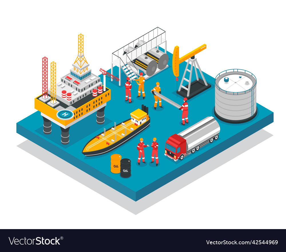 Oil Gas Platform Isometric Royalty Free Vector Image