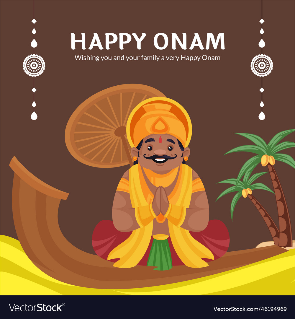 Realistic happy onam indian festival banner design