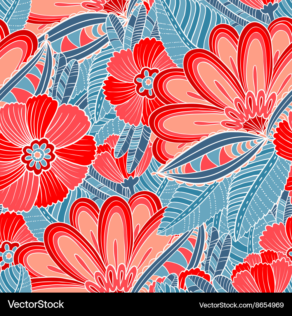 Seamless pattern with decorative flowers Vector Image