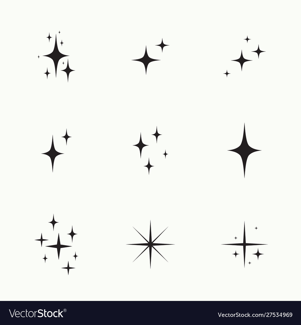 Set stars sparkle Royalty Free Vector Image - VectorStock