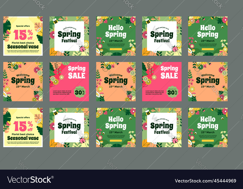 Spring day celebration social media post template Vector Image