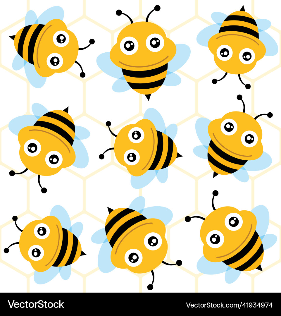 Bee and honeycomb seamless pattern Royalty Free Vector Image