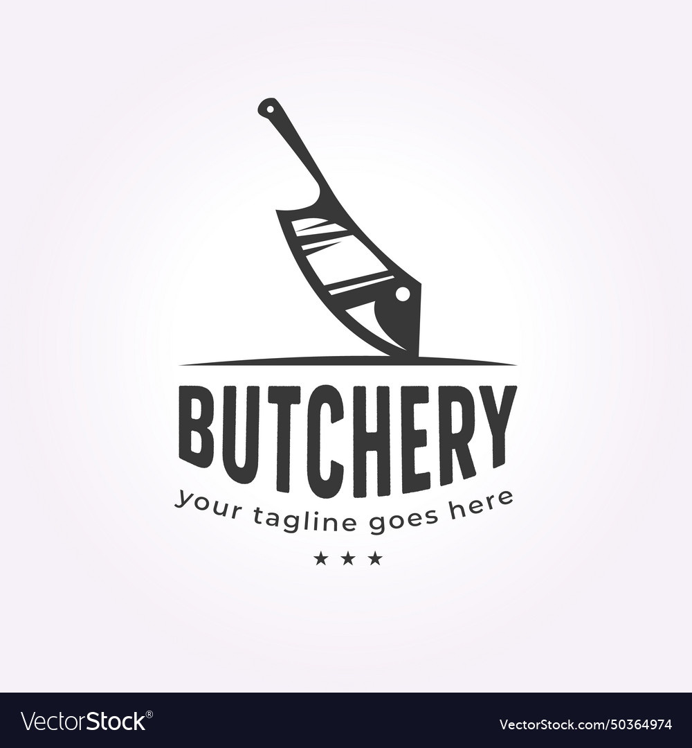 Butcher knife logo icon vintage design of bbq Vector Image