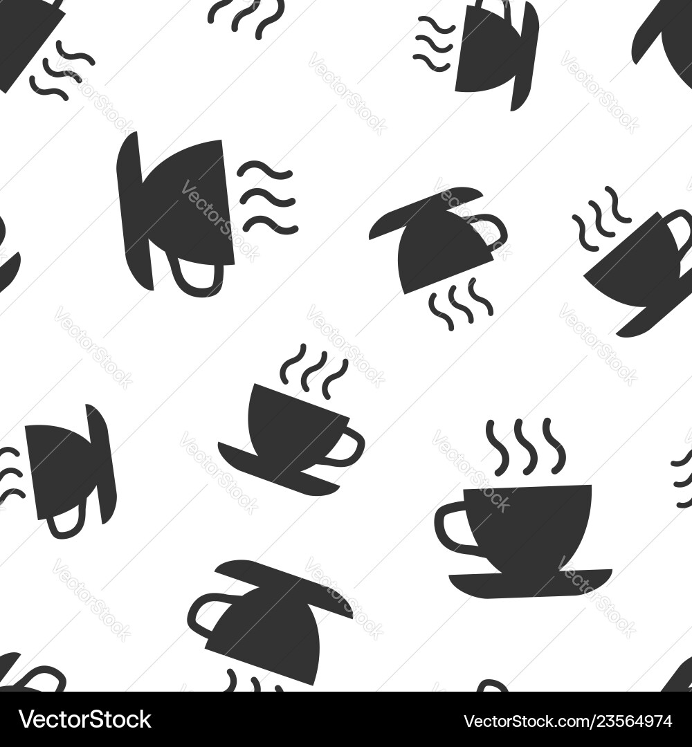 Coffee tea cup icon seamless pattern background Vector Image