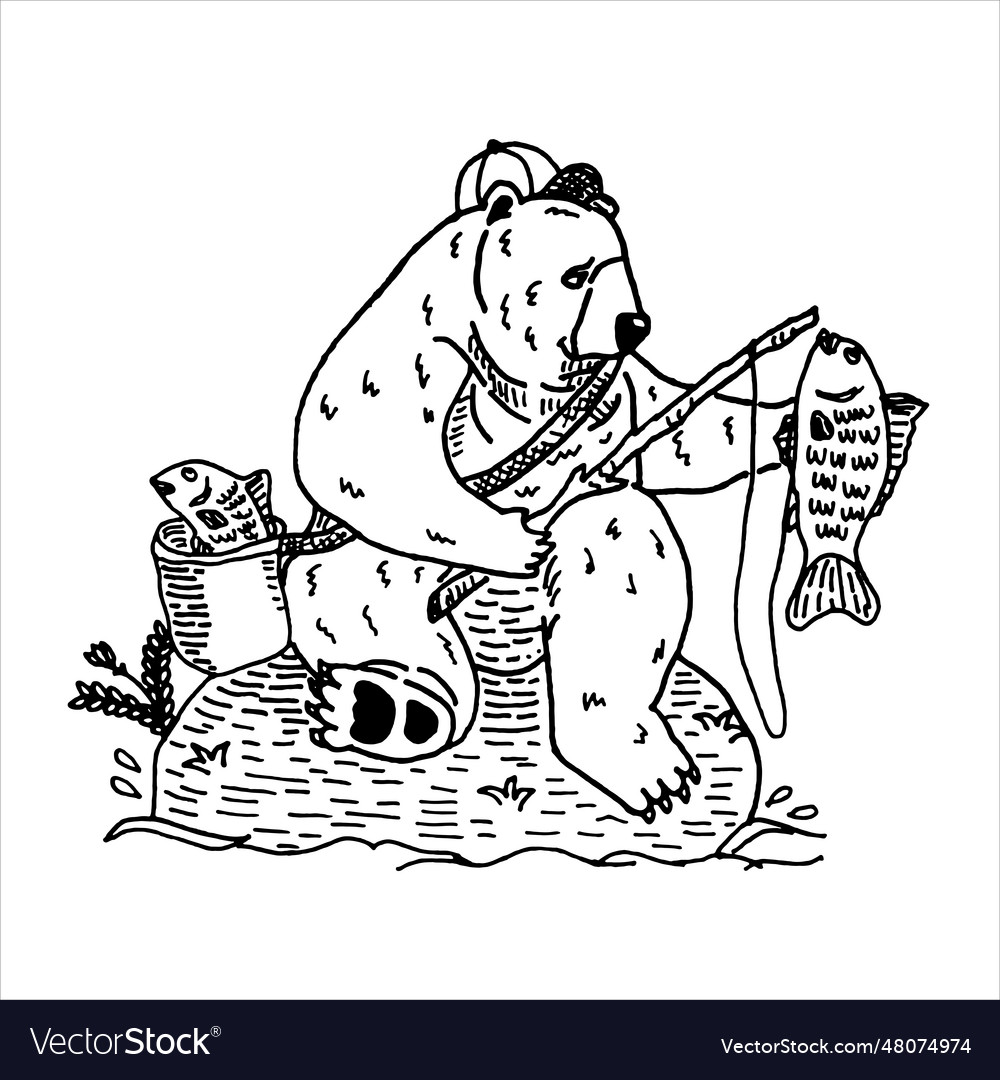 Fishing bear Royalty Free Vector Image - VectorStock