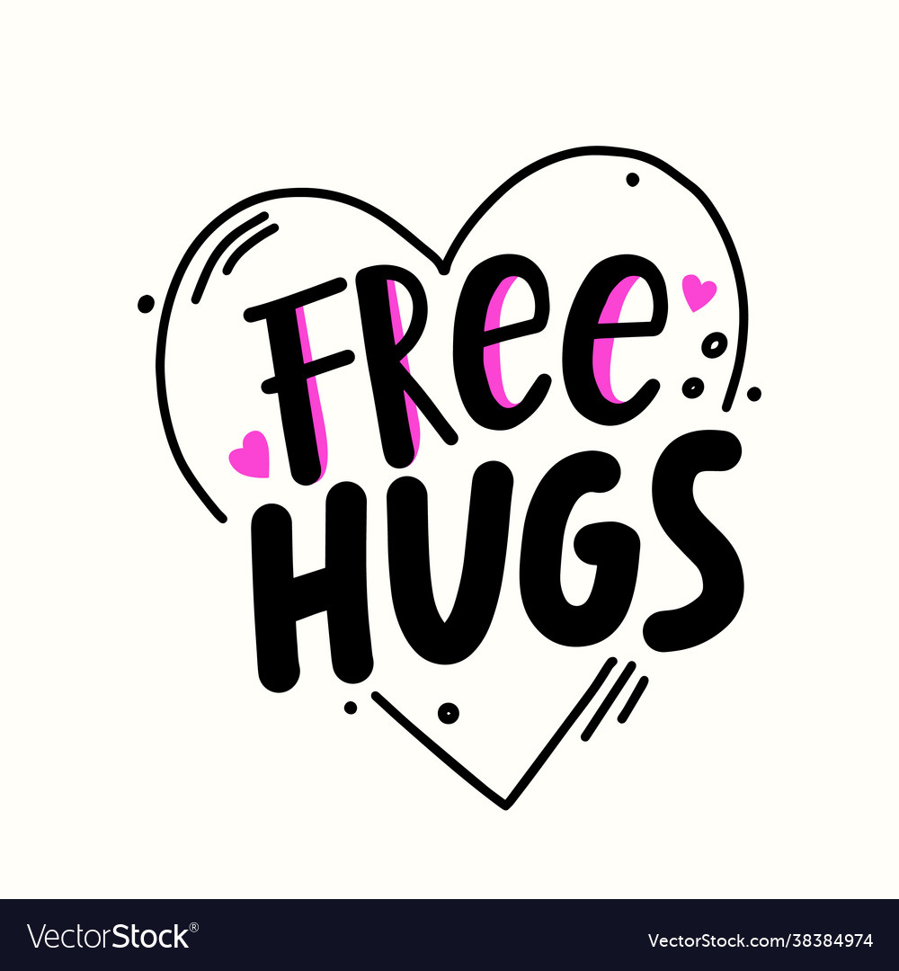 Free Hugs Quote Inside Heart Banner Hand Vector Image