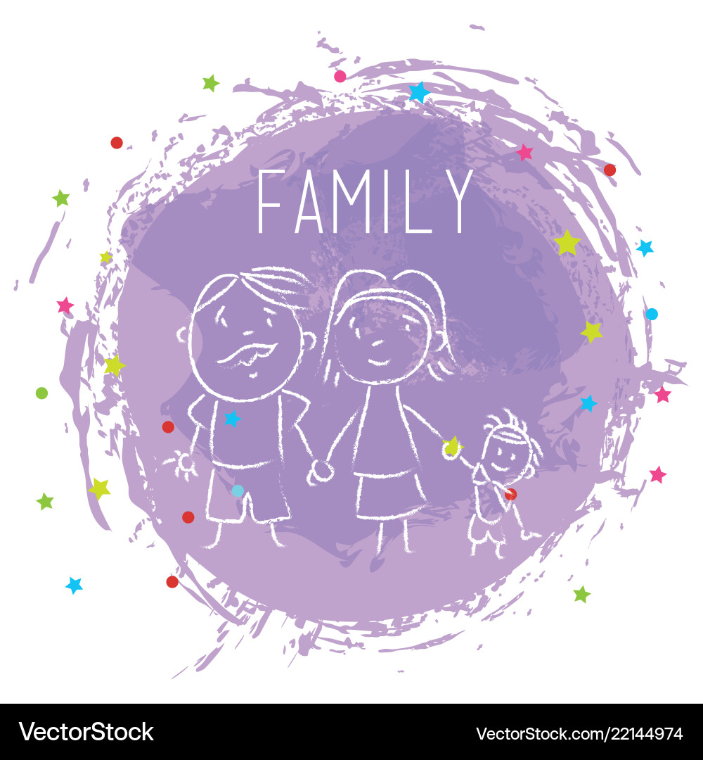 Happy family members drawing Royalty Free Vector Image