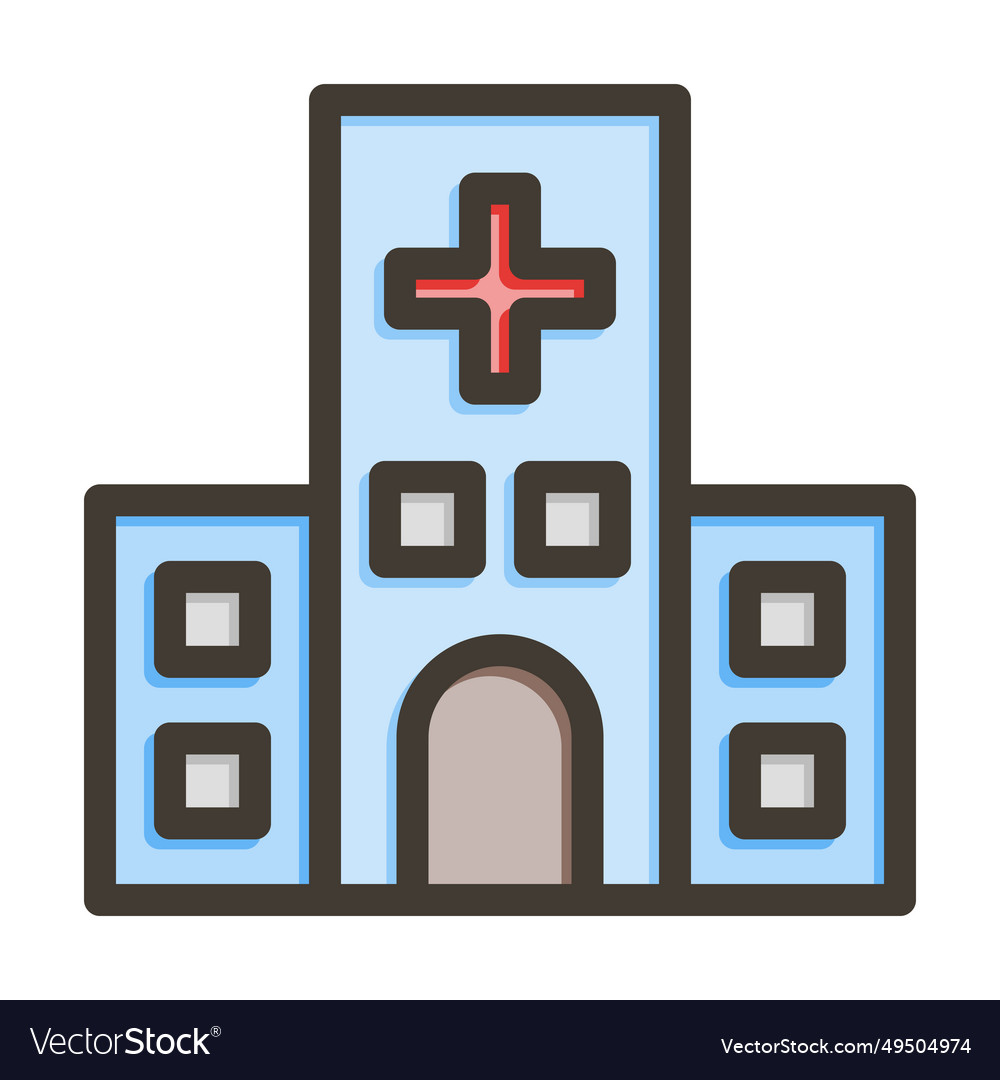 Hospital thick line filled colors icon Royalty Free Vector