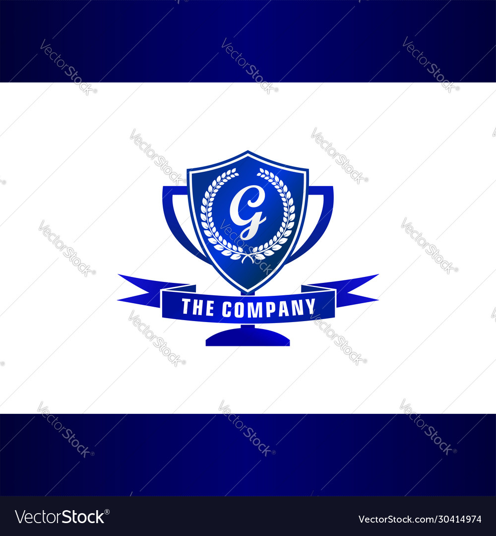 Letter g trophy emblem shield logo concept