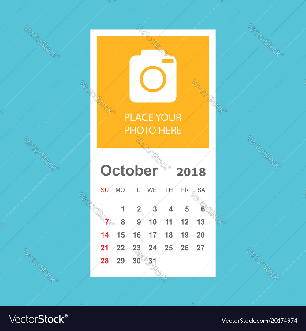 October 2018 calendar planner design Royalty Free Vector October 2018 calendar planner design Royalty Free Vector