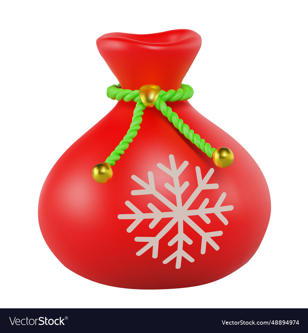 Render of a christmas or new year s red santa sack