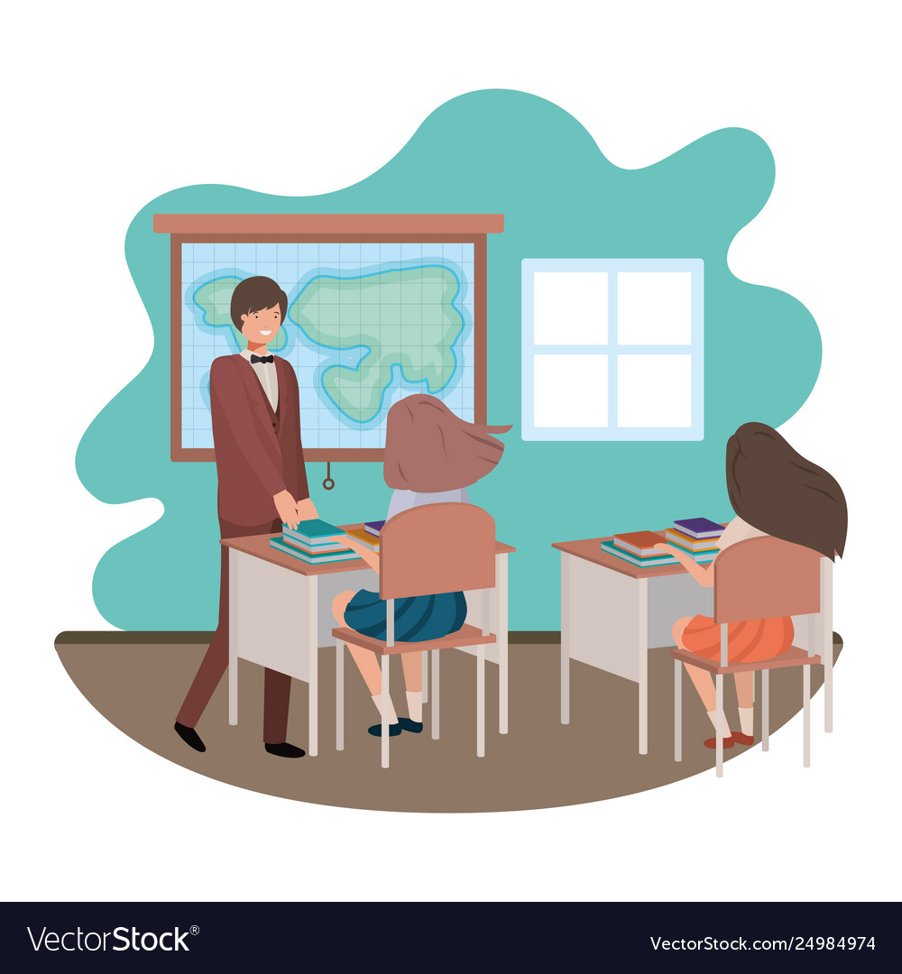 Teacher in classroom with students avatar Vector Image