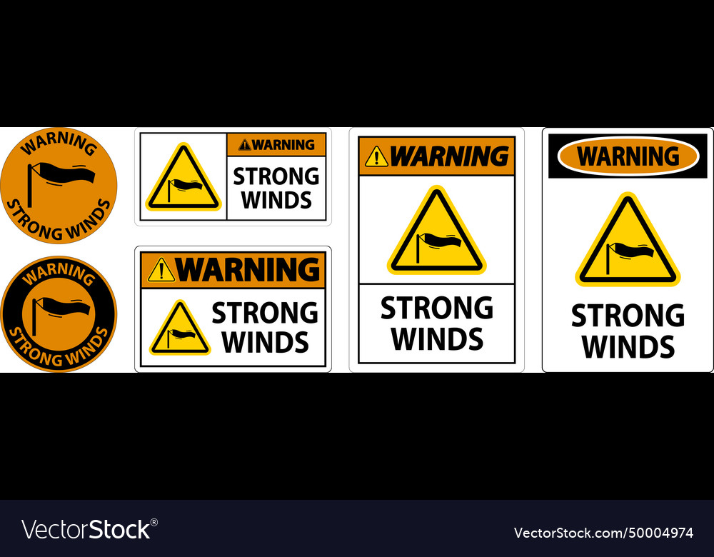 Water safety sign warning - strong winds Vector Image