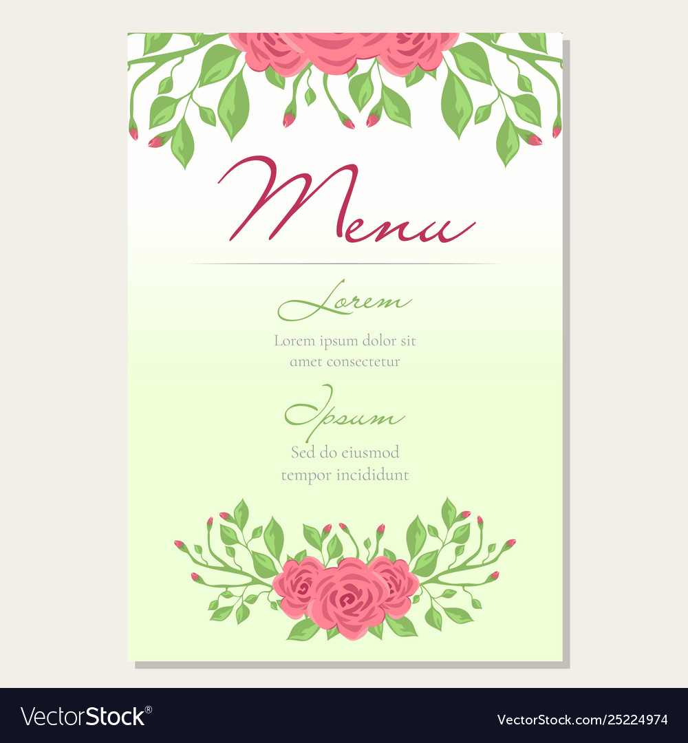 Wedding menu template card