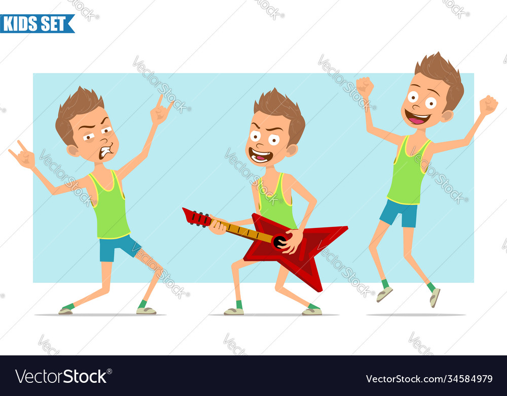 Cartoon flach lustige Sport Boy Charakter Set vector image Cartoon flach lustige Sport Boy Charakter Set