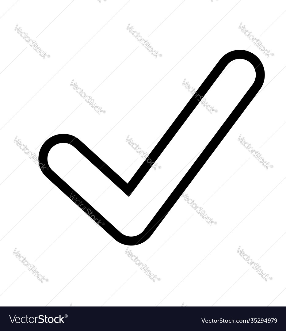 Check line mark icon isolated on white Royalty Free Vector