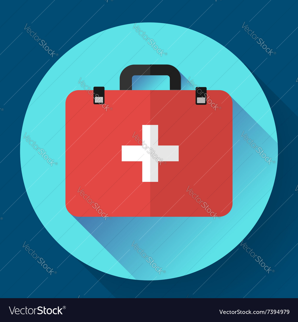 First aid case flat icon with shadow