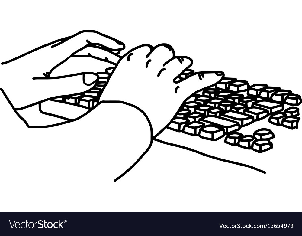 Hands on keyboard of computer