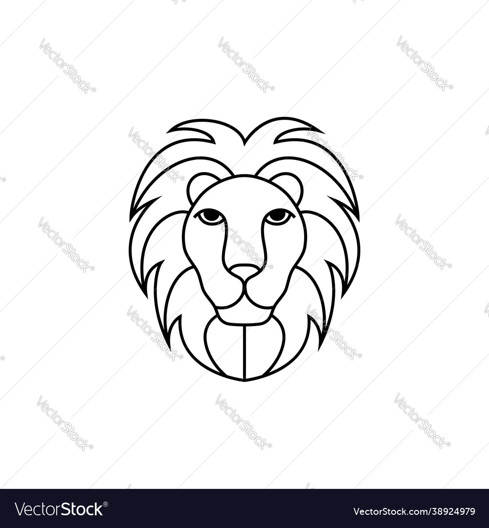 Lion head in line art style