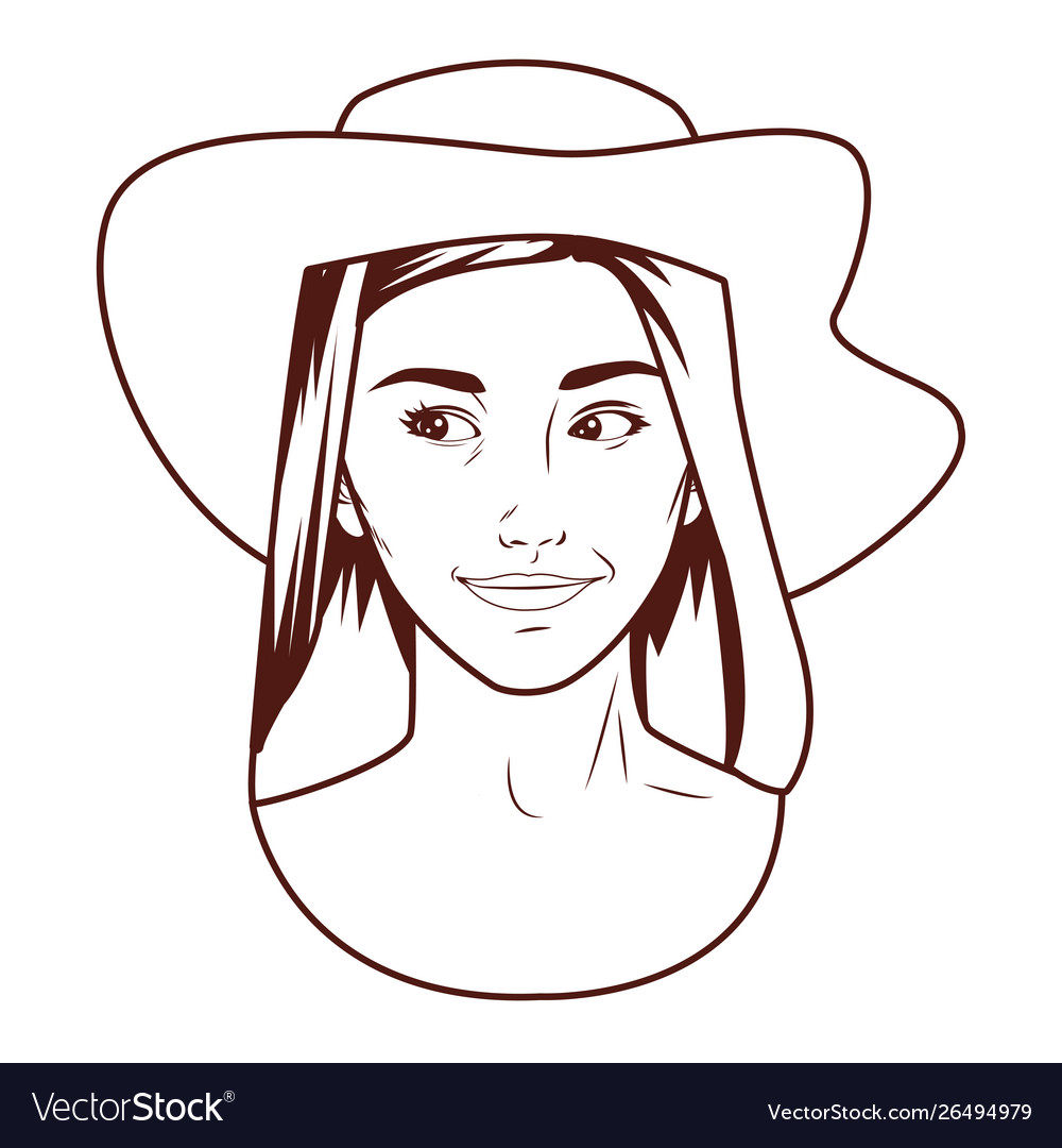 Pop art beautiful woman face smiling cartoon