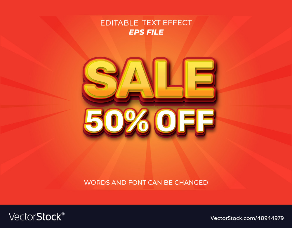 Sale Text Effect 3d Editable Template Royalty Free Vector