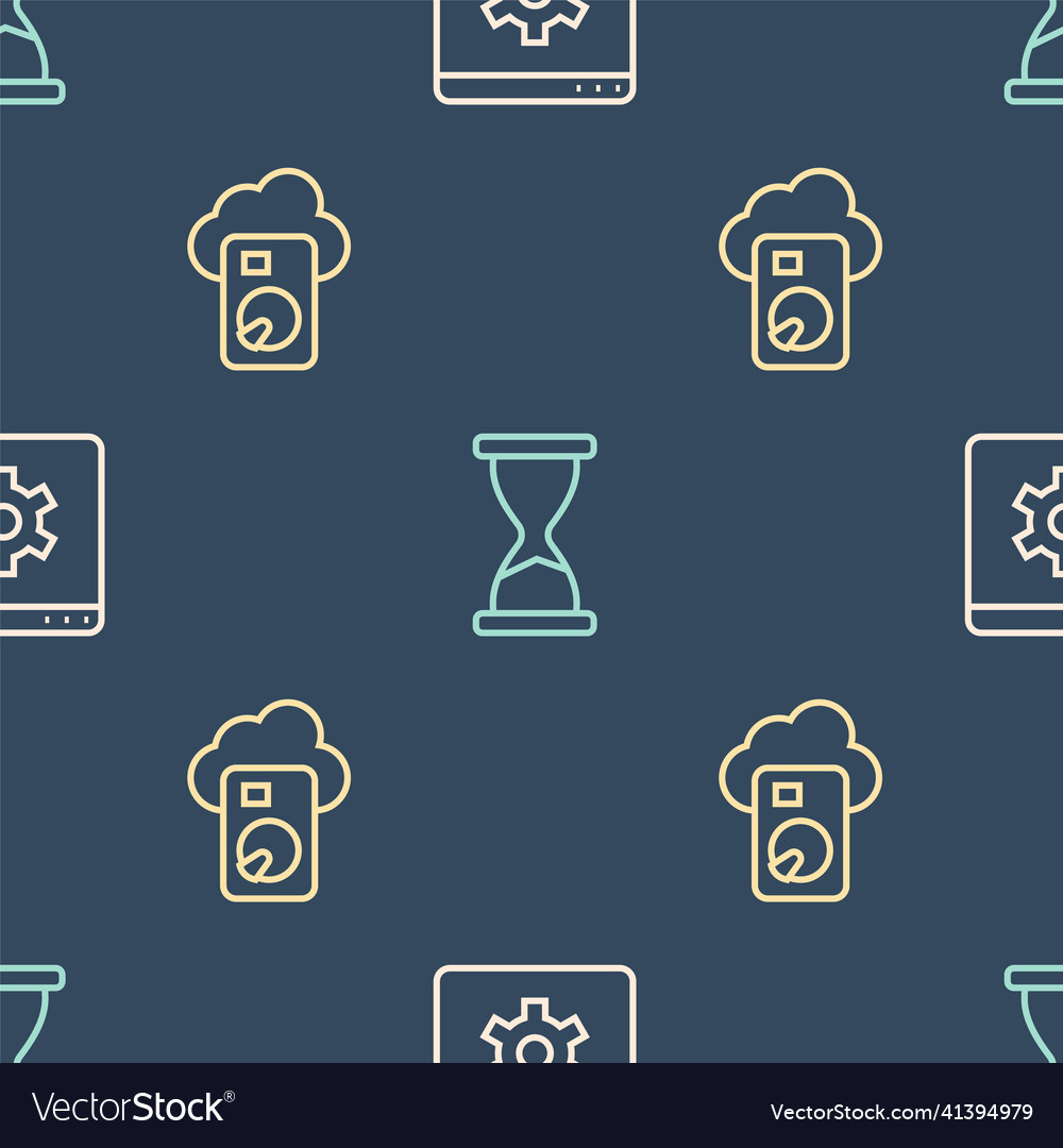 Set line browser setting cloud database and old vector image Set line browser setting cloud database and old
