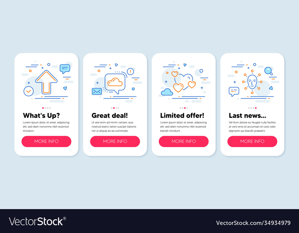 Set technology icons such as upload heart vector image Set technology icons such as upload heart