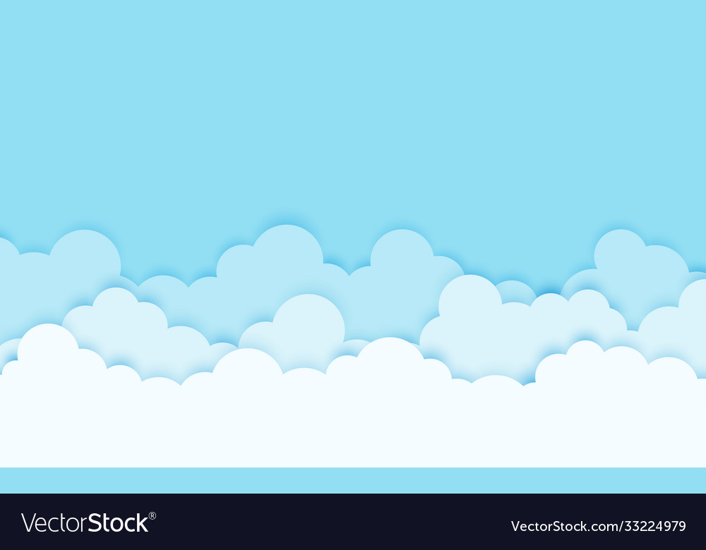 White and blue clouds with sky cartoon design Vector Image