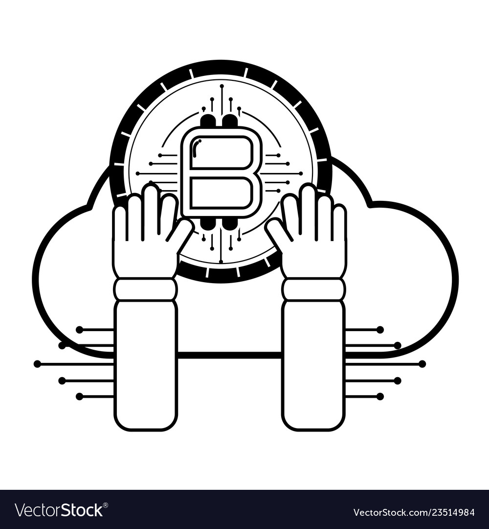 Bitcoins hand holding black and white