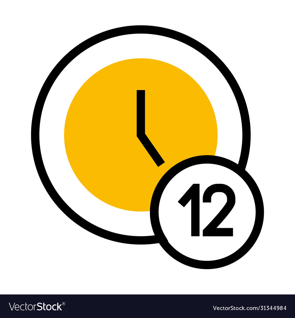 Clock with 12 number icon half color line