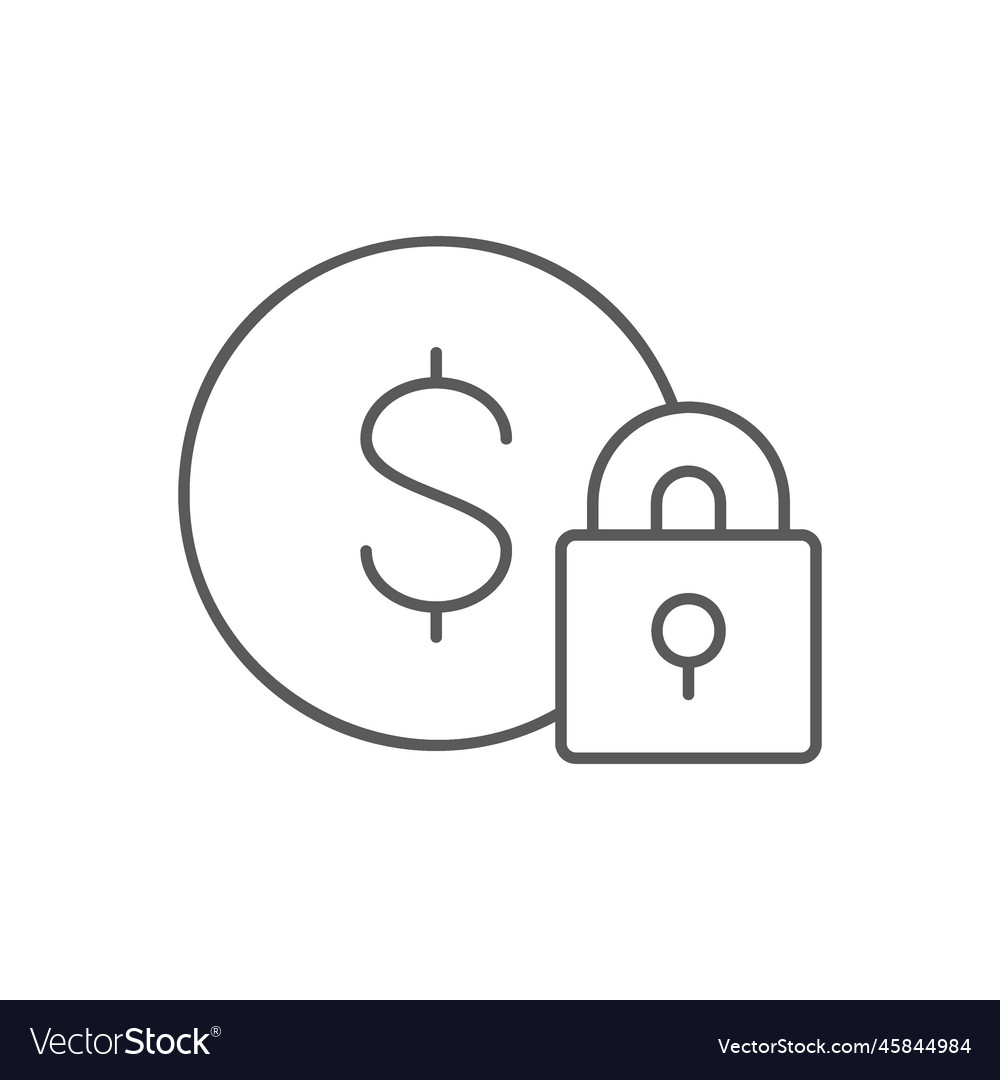 Coin with lock money protection finances Vector Image