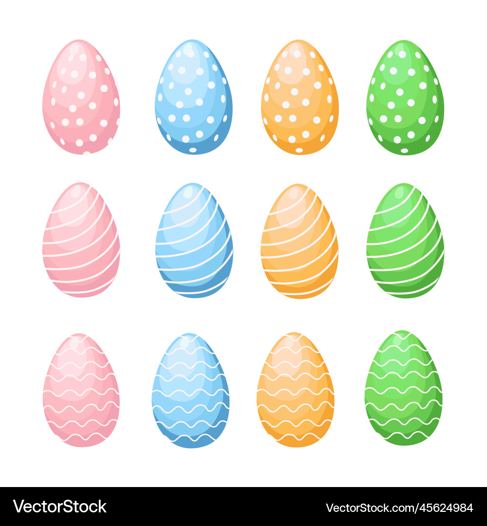 Easter eggs set Royalty Free Vector Image - VectorStock