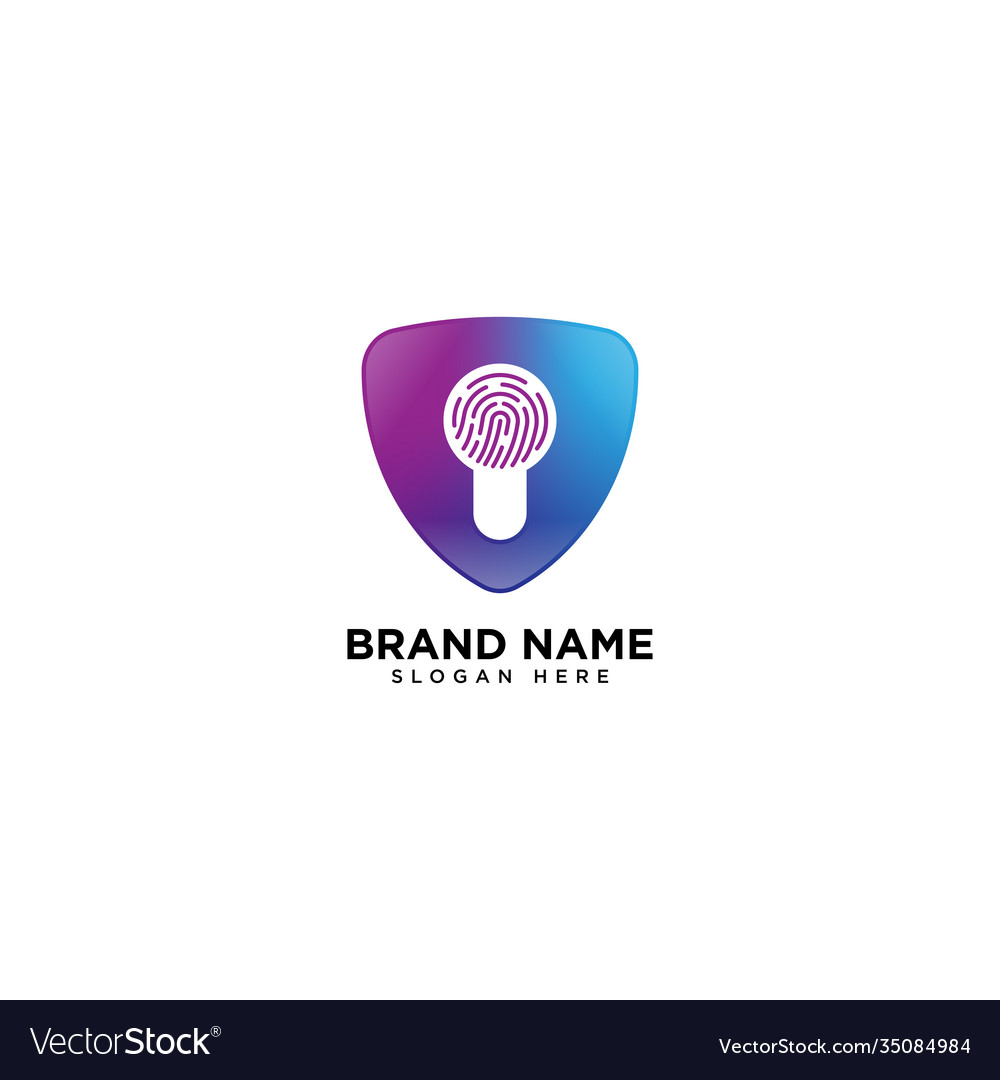 Fingerprint loop icon with shield and lock data