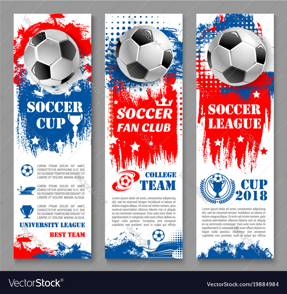 Football sport game banner of soccer ball trophy Vector Image