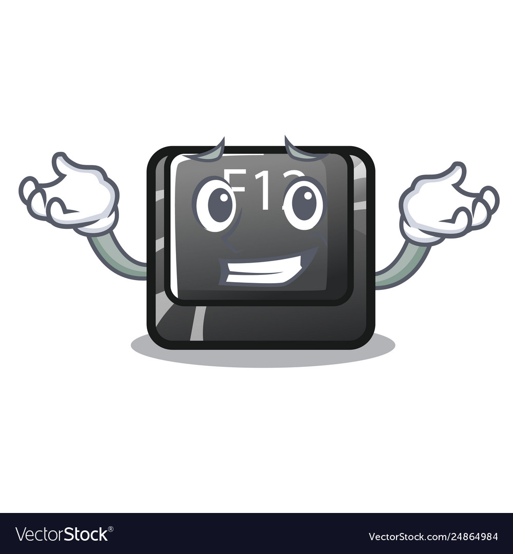 Grinning button f12 isolated in character