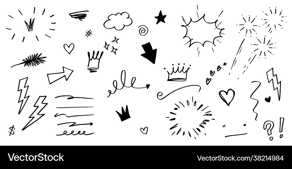 Hand drawn set curly swishes swashes swoops Vector Image
