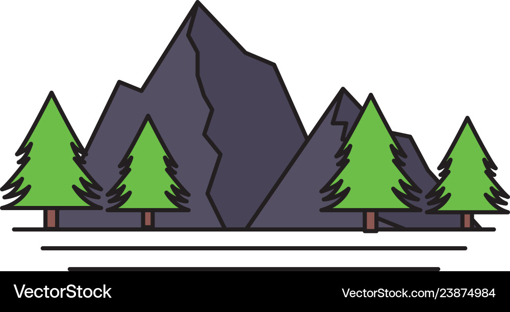 Mountains tree pine Royalty Free Vector Image - VectorStock