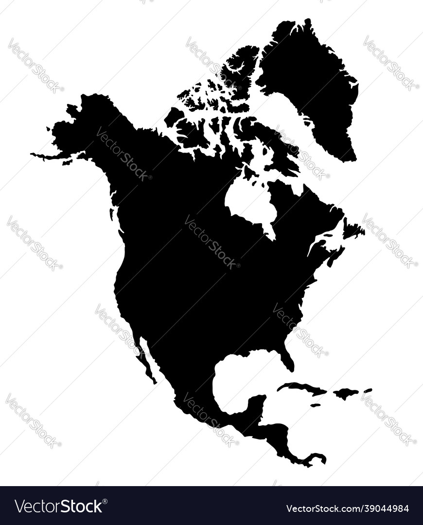 North america island map silhouette Royalty Free Vector