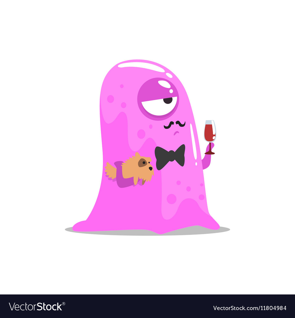 Pink Blob Monster with Moustache