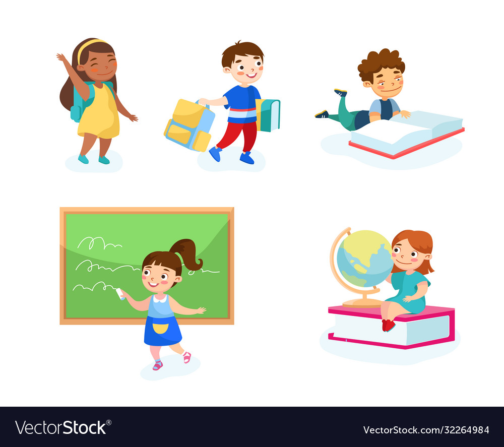 Set children with studying tools and equipment Vector Image