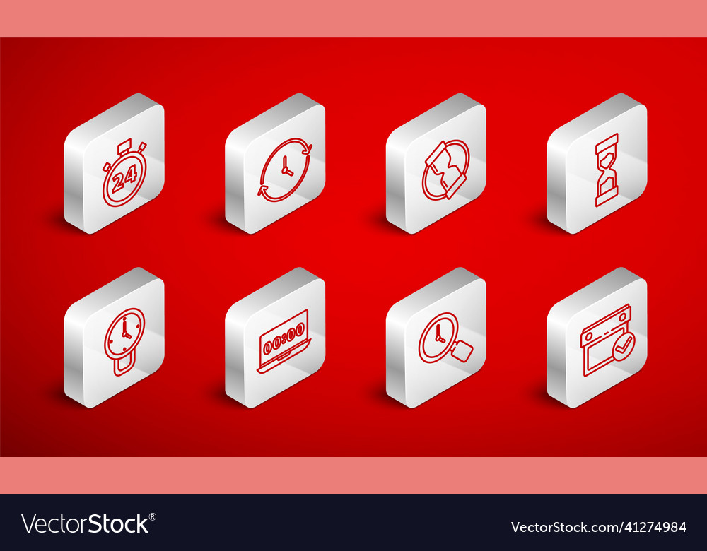Set line calendar with check mark clock old vector image Set line calendar with check mark clock old